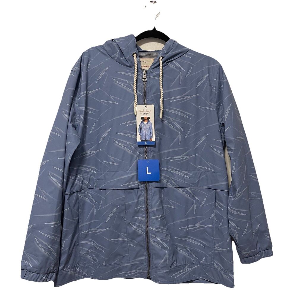 WP Weatherproof Wind Resistant Rain Jacket Light Blue Women's Sz L NWT